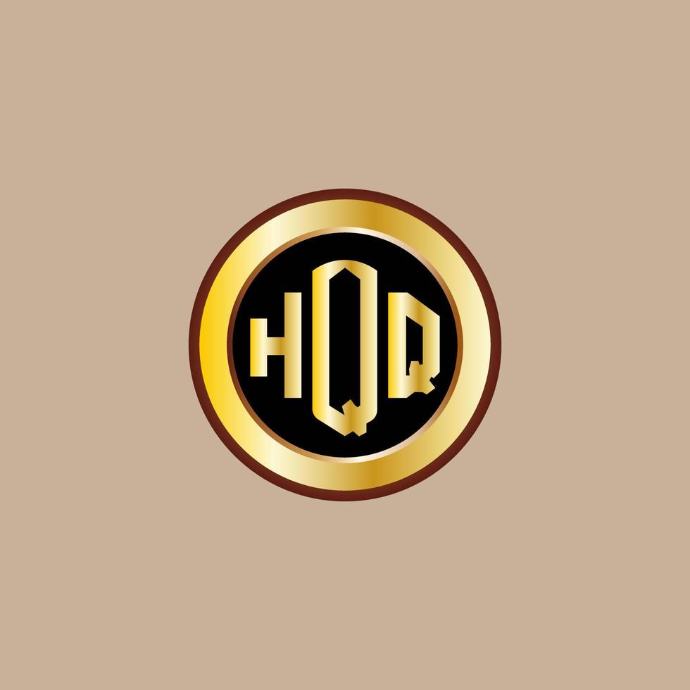 creatief hqq brief logo ontwerp met gouden cirkel vector