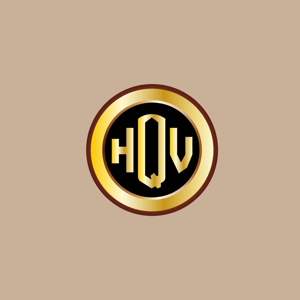 creatief hqv brief logo ontwerp met gouden cirkel vector