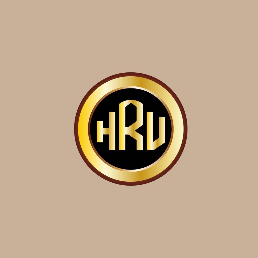 creatief hru brief logo ontwerp met gouden cirkel vector