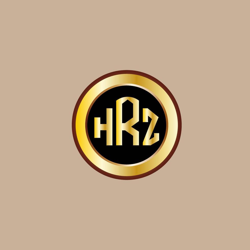creatief hrz brief logo ontwerp met gouden cirkel vector