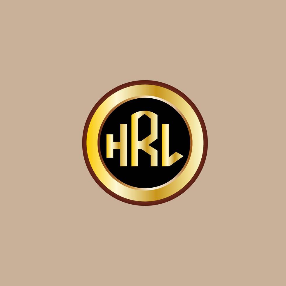 creatief hrl brief logo ontwerp met gouden cirkel vector