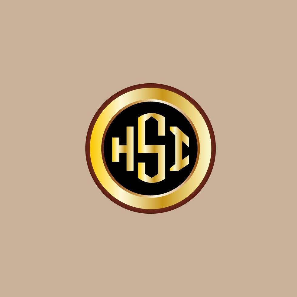 creatief hsi brief logo ontwerp met gouden cirkel vector