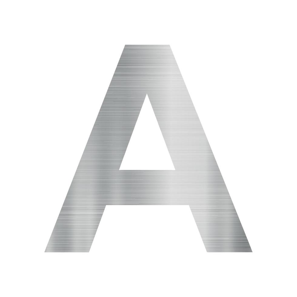 zilver metaal textuur, Engels alfabet brief een Aan wit achtergrond - vector