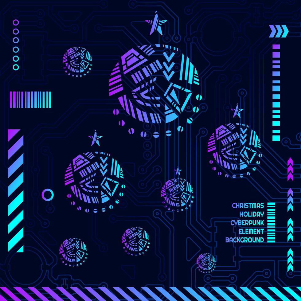 Kerstmis cyber element vorm in cyberpunk achtergrond. vector