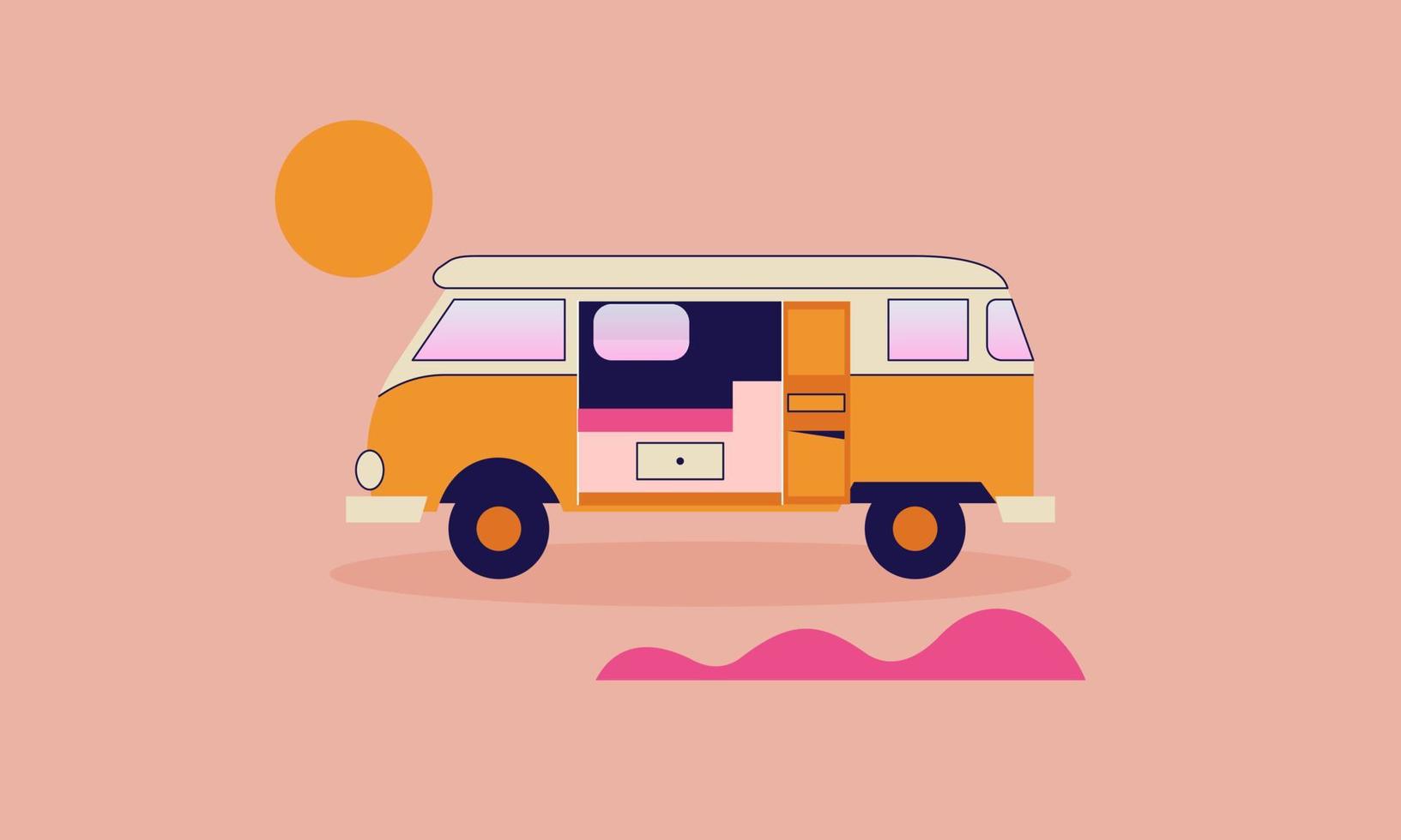 camper busje caravan logo ontwerp vector illustratie