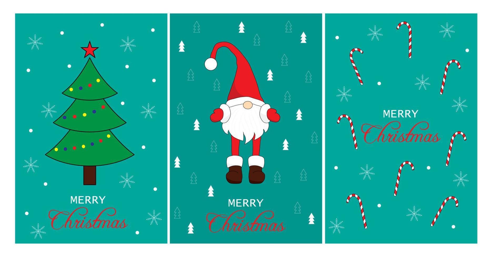 seizoensgebonden hartelijk groeten. Kerstmis Scandinavisch kaarten. schattig weinig gnoom in een rood kap. vrolijk Kerstmis en gelukkig nieuw jaar. vector illustratie in tekenfilm stijl. wijnoogst ansichtkaart Kerstmis