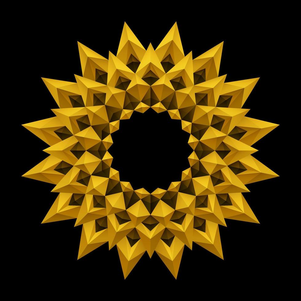 gouden bloem patroon 3d meetkundig vormen origami stijl vector