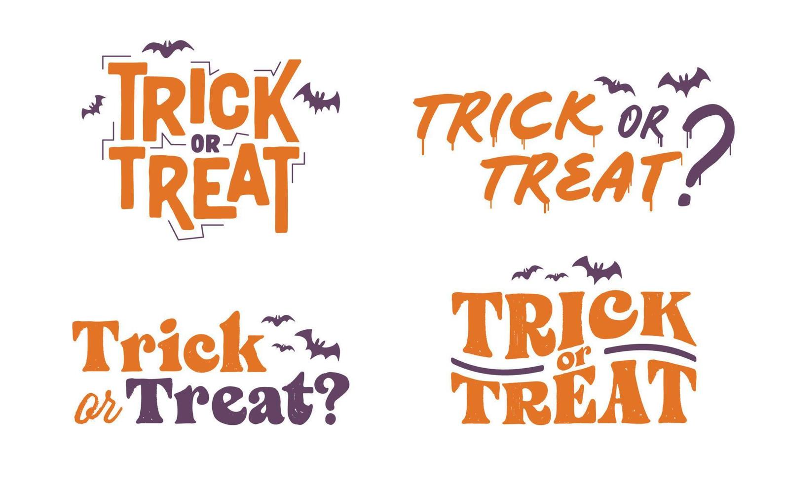 truc of traktatie belettering ontwerp. halloween bericht. vector