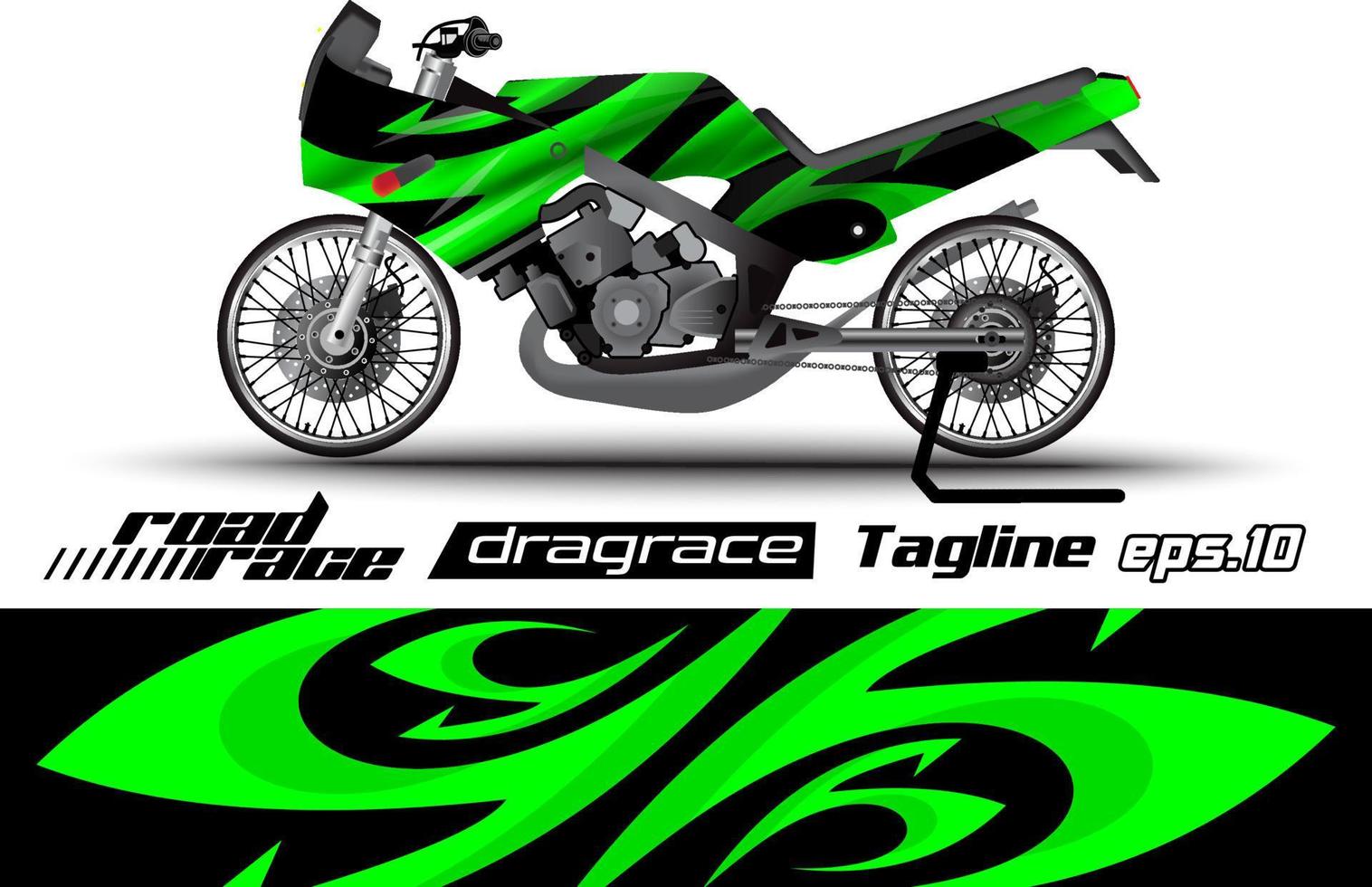 vol vector slepen racing motorfiets sticker omhulsel ontwerp eps.10