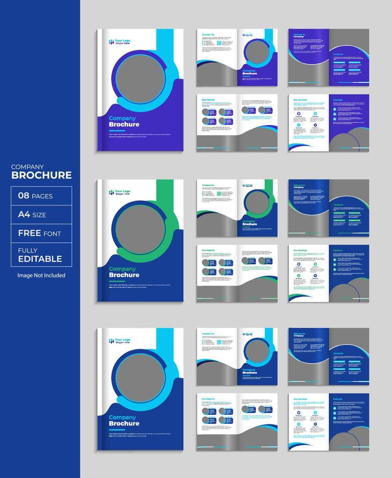 meerdere zakelijke 16 bladzijde brochure en boekje sjabloon, modern bedrijf profiel lay-out pro vector