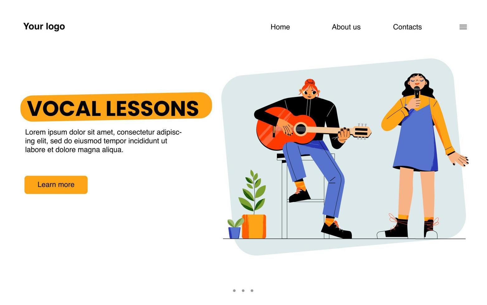 vocale lessen web banier van muziek- school, cursussen vector
