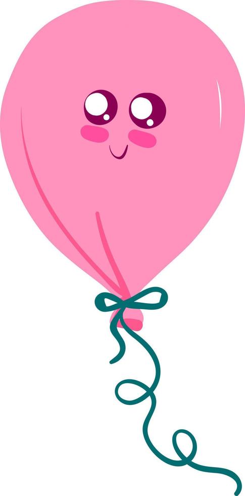 schattig roze ballon, illustratie, vector Aan wit achtergrond.