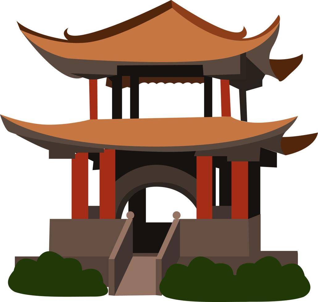China tempel, illustratie, vector Aan wit achtergrond