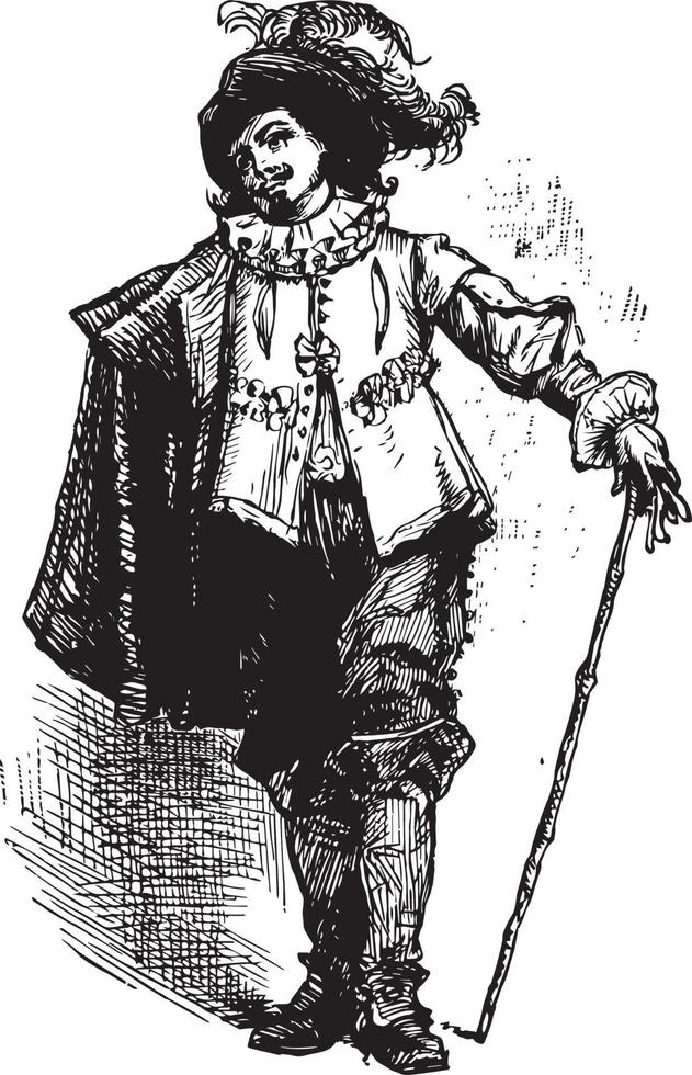 Mannen kleding waren vervangen door een kort periode, wijnoogst gravure. vector