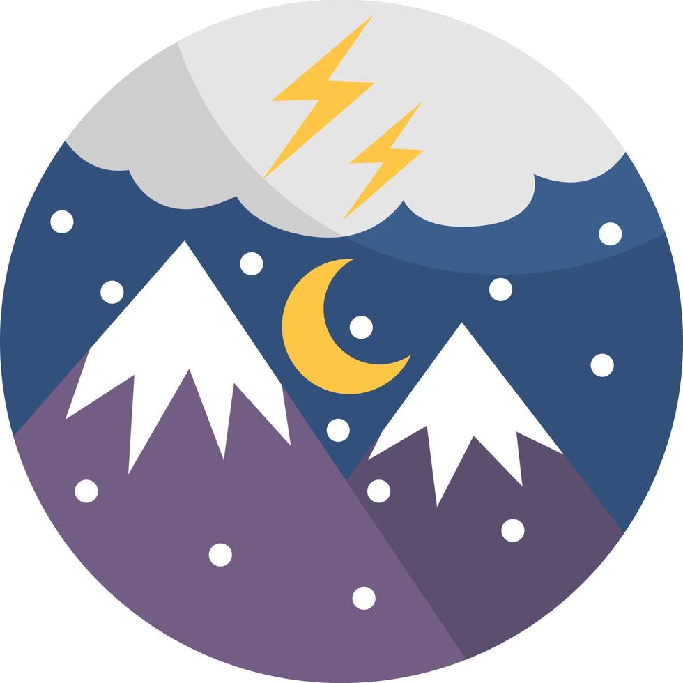 storm Bij nacht in de bergen, illustratie, vector, Aan een wit achtergrond. vector