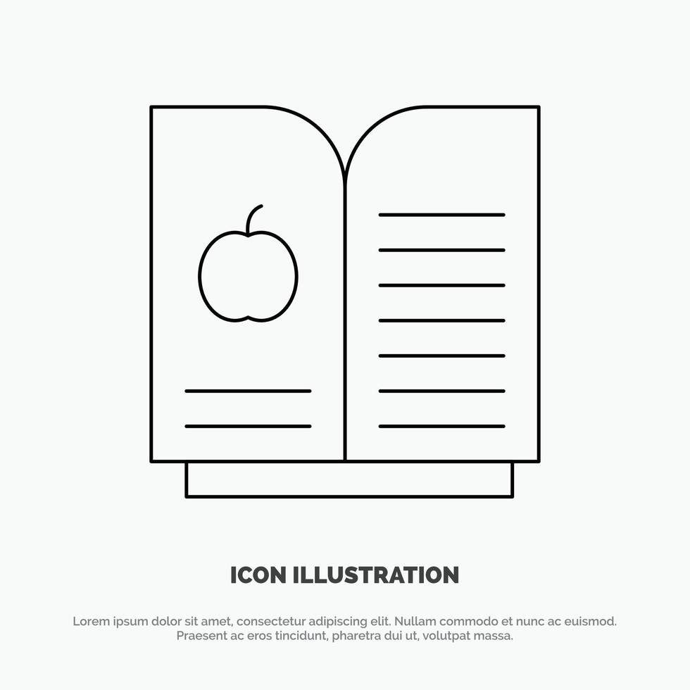 boek appel wetenschap lijn icoon vector