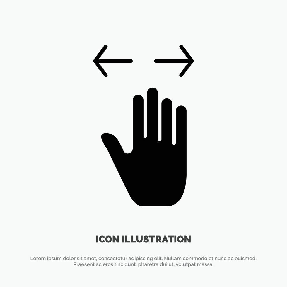 hand- gebaar links Rechtsaf zoom uit solide glyph icoon vector