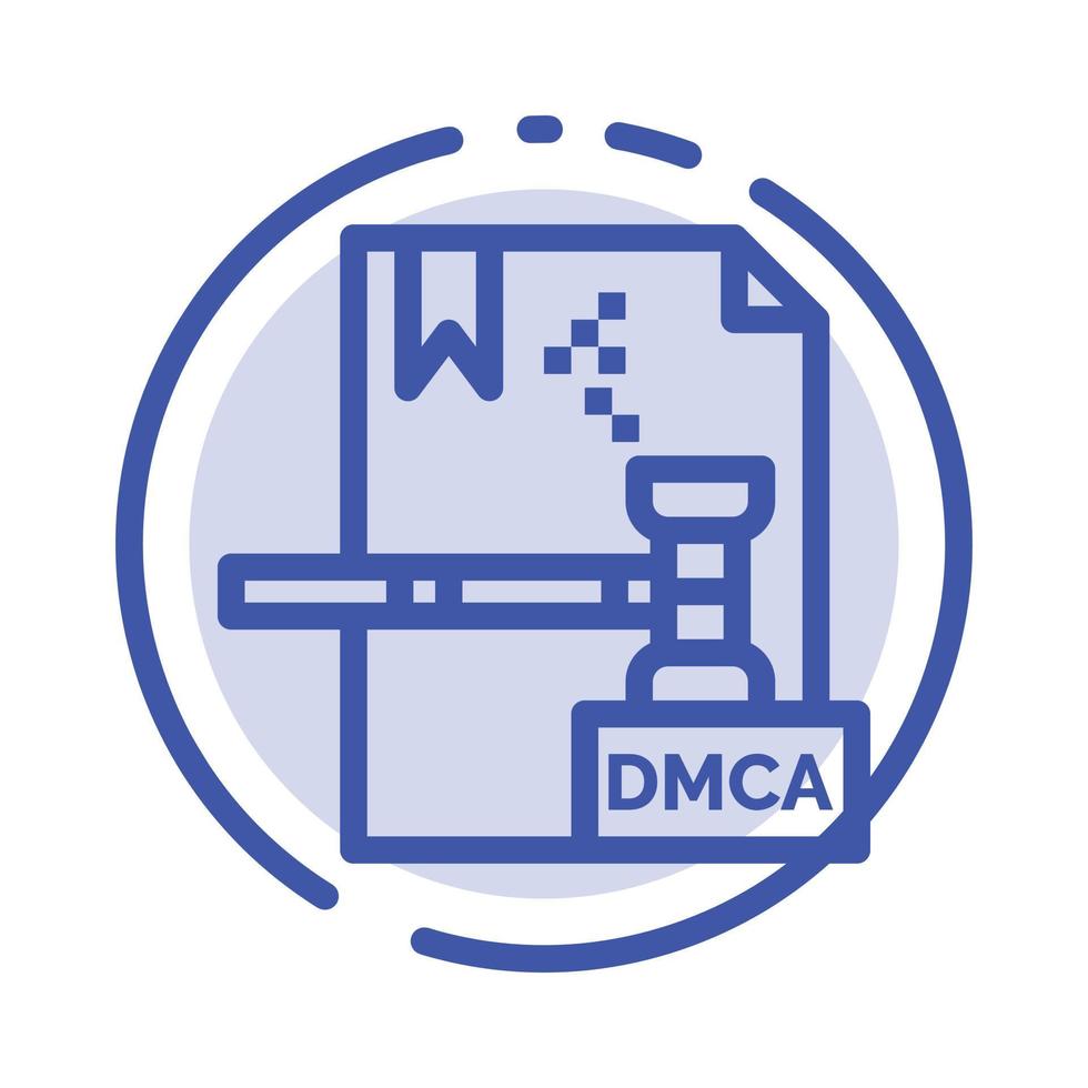 bedrijf auteursrechten digitaal dmca het dossier blauw stippel lijn lijn icoon vector