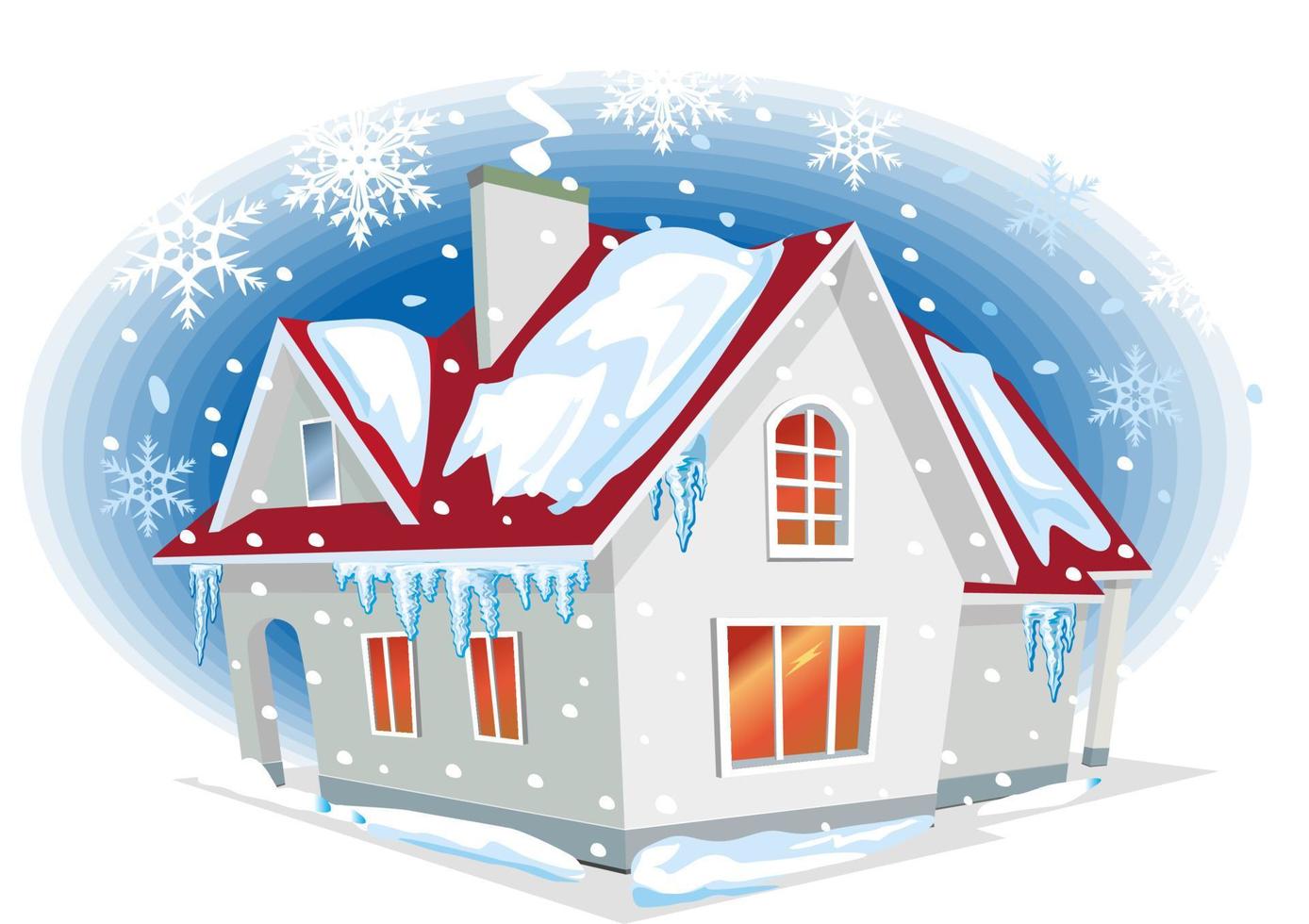 winter huis met ijspegelsadobe illustrator artwork vector