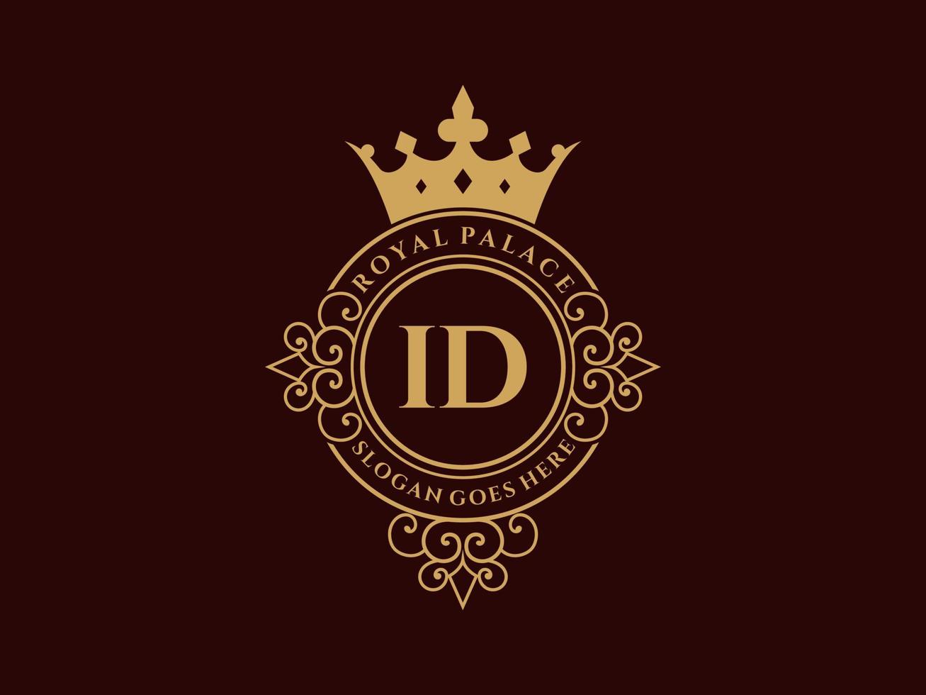 brief ID kaart antiek Koninklijk luxe Victoriaans logo met sier- kader. vector