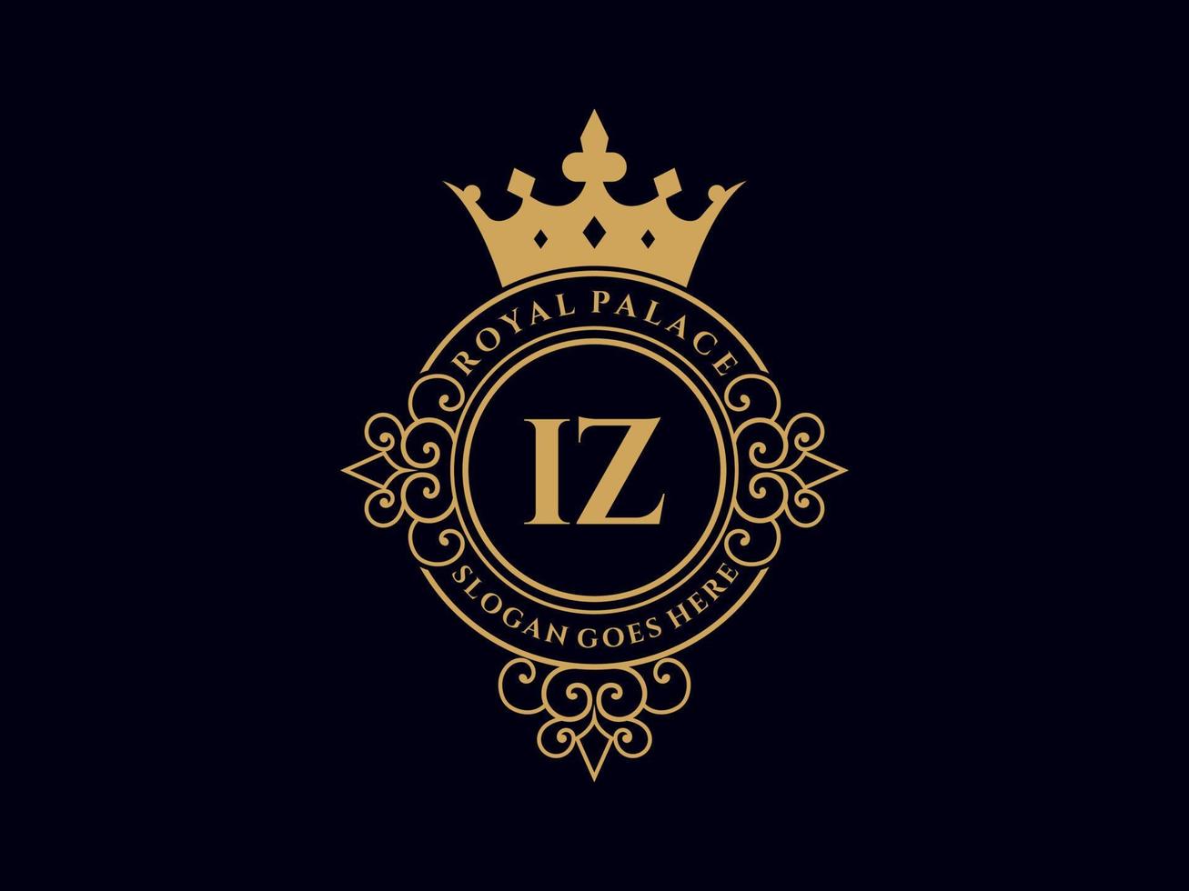 brief iz antiek Koninklijk luxe Victoriaans logo met sier- kader. vector