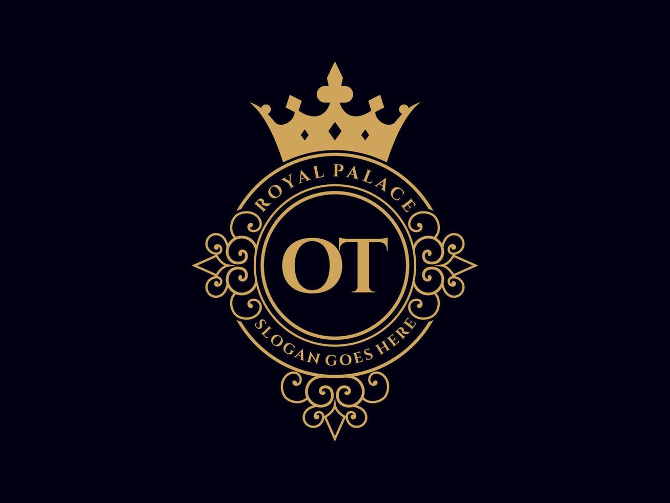 brief ot antiek Koninklijk luxe Victoriaans logo met sier- kader. vector