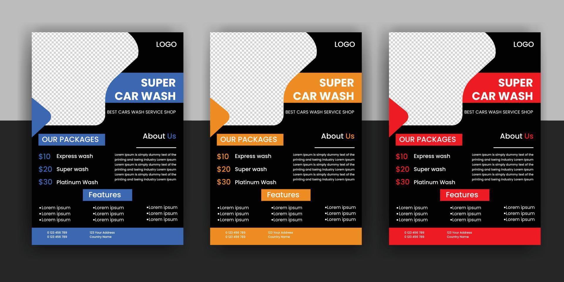 modern auto wassen auto verhuur folder vrij downloaden vector