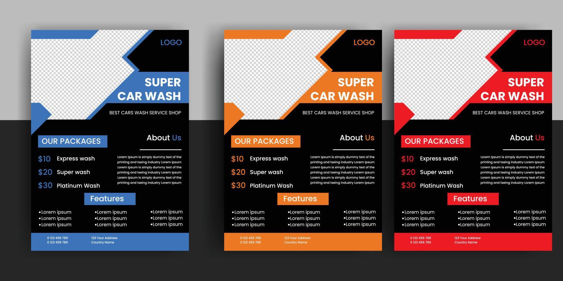 modern auto wassen auto verhuur folder vrij downloaden vector