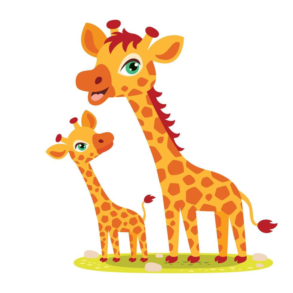tekenfilm illustratie van schattig giraffen vector