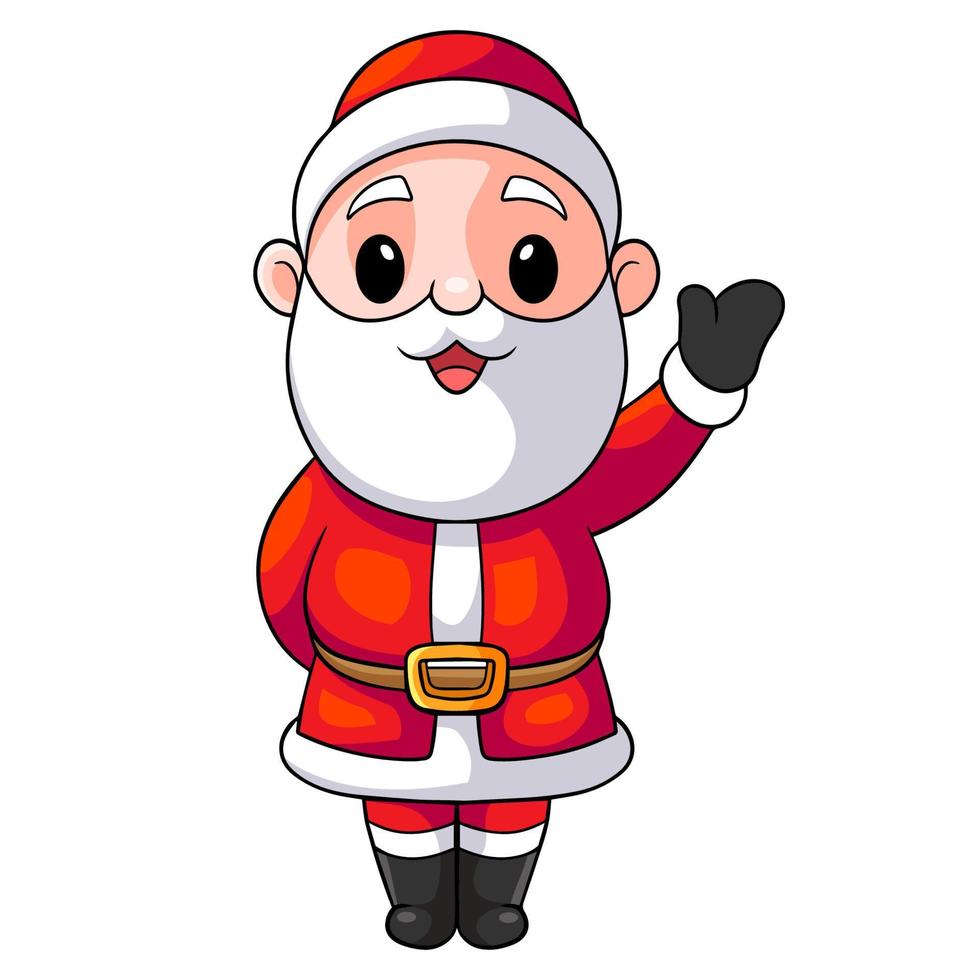 tekenfilm schattig de kerstman claus golvend vector