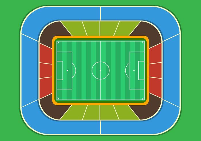 Voetbalveld stadion bovenaanzicht vector
