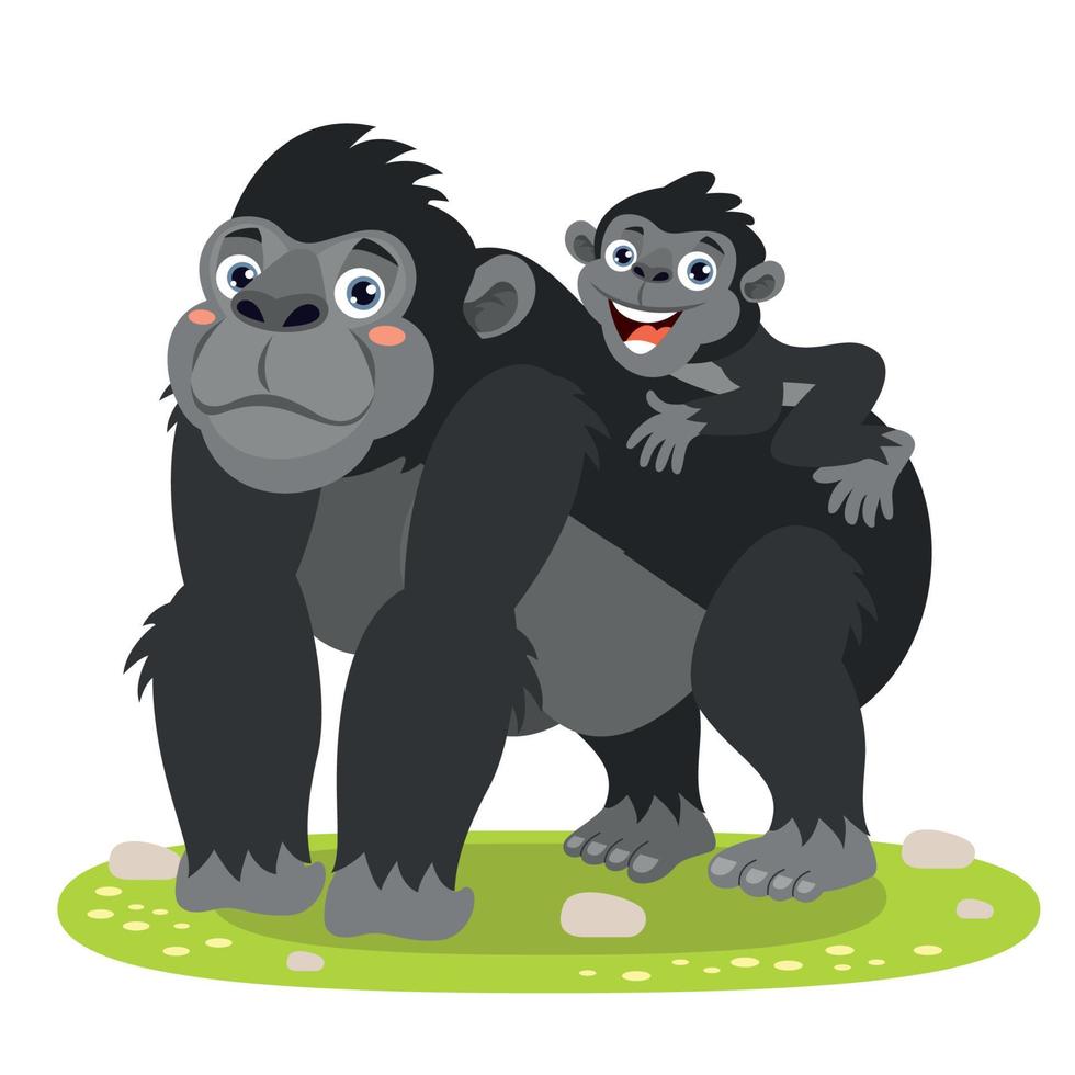 tekenfilm illustratie van een gorilla familie vector