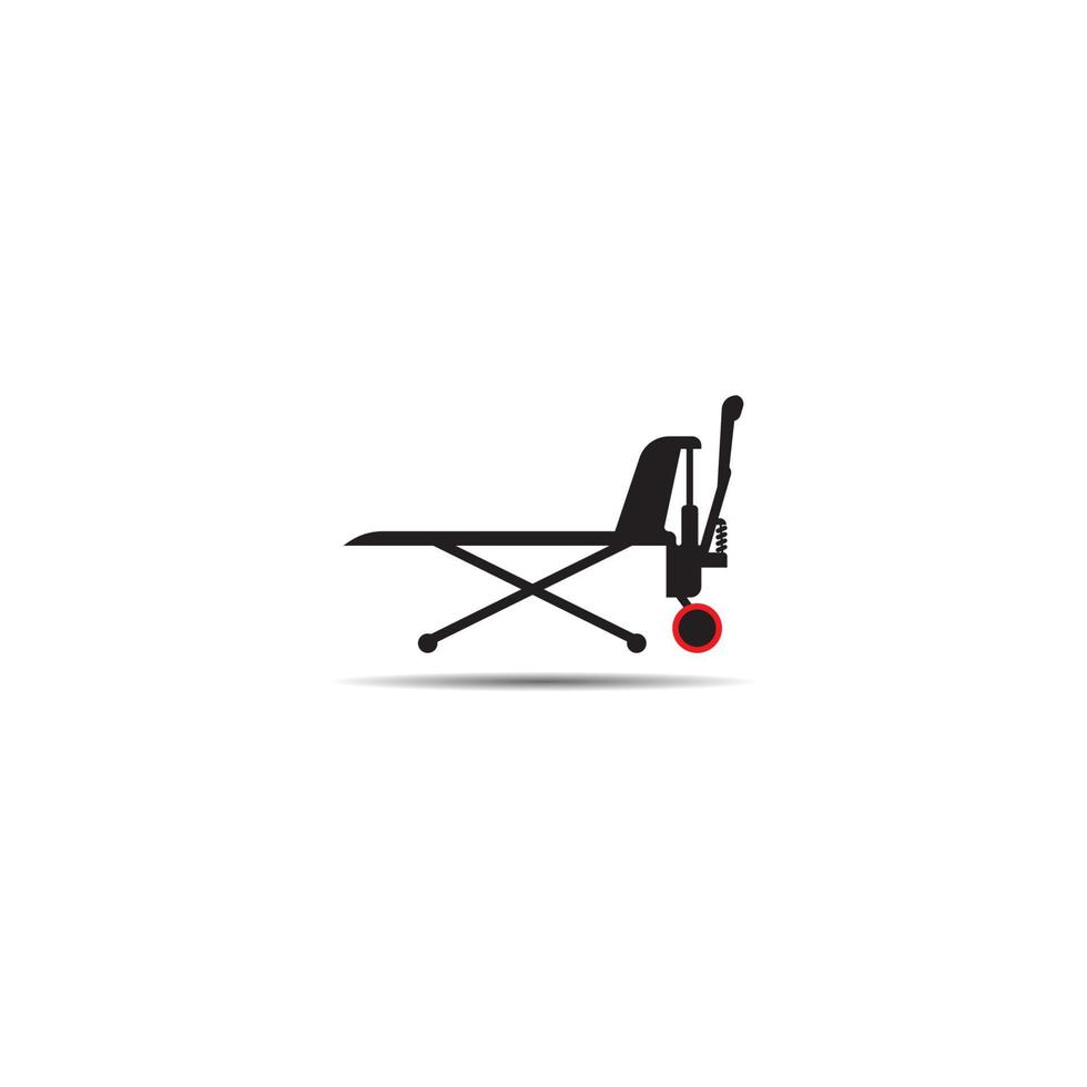 hand- pallet optillen teken, hand- pallet vrachtauto logo sjabloon vector icoon illustratie