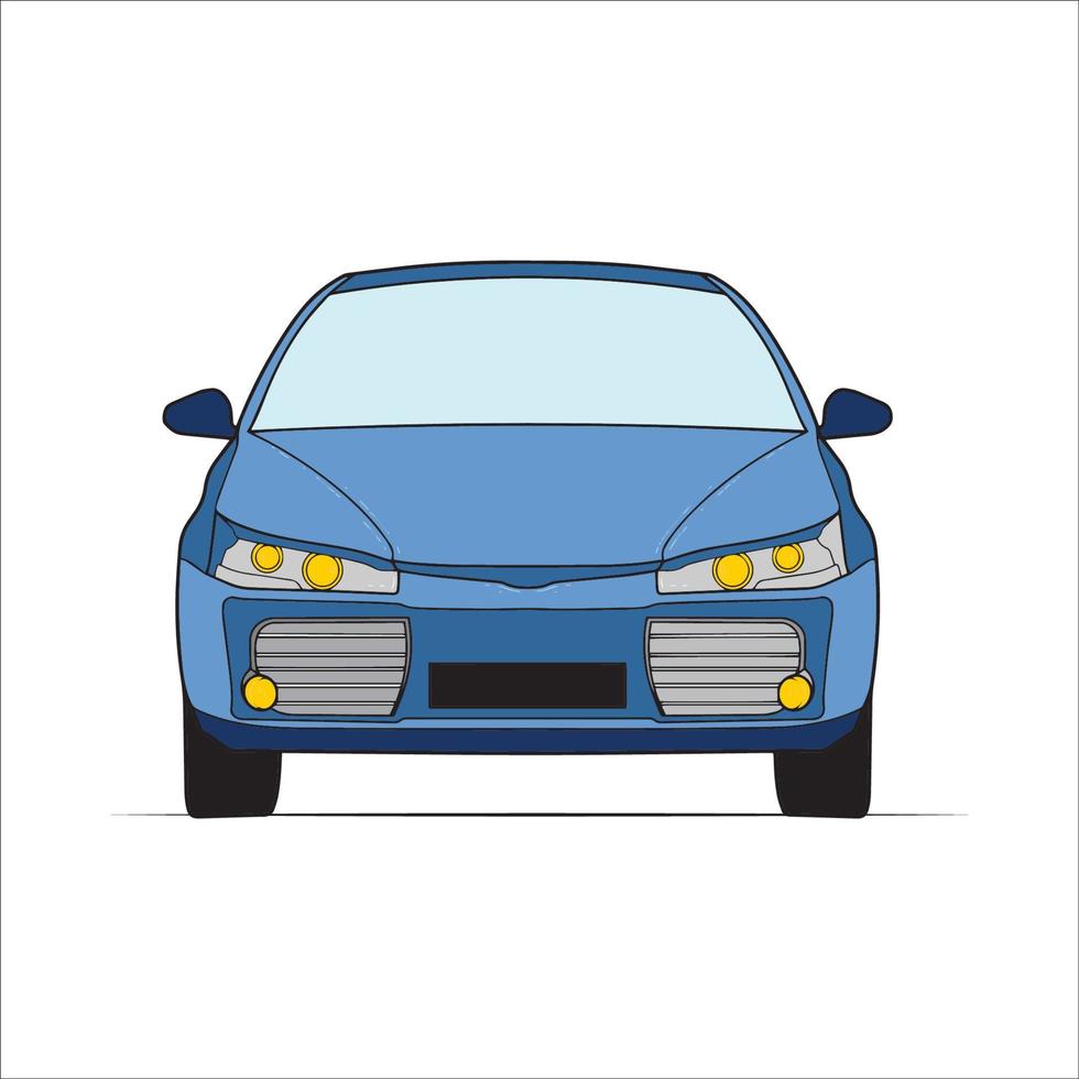 icoon gekleurde blauw auto voorkant visie vector