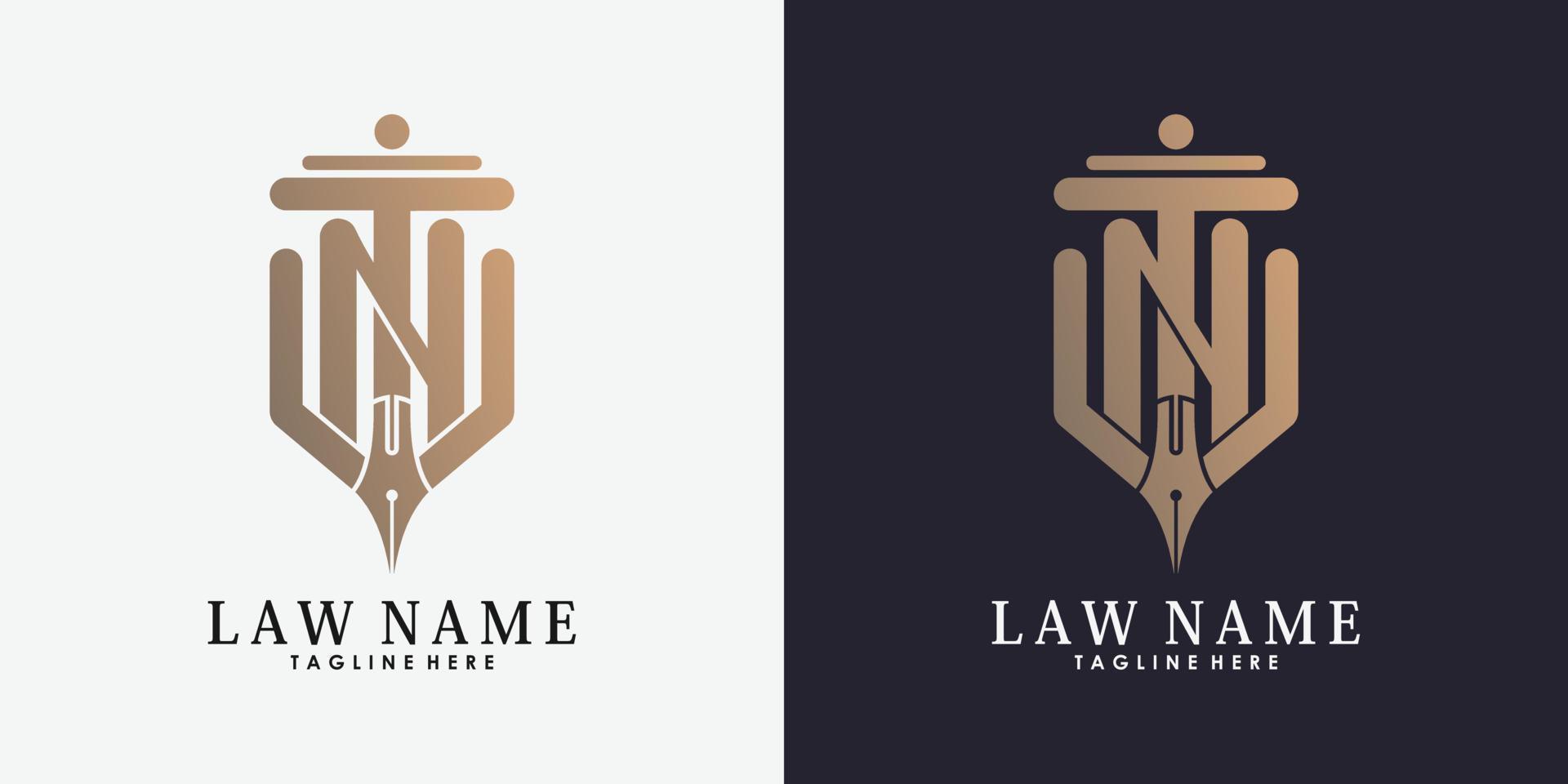 advocaat logo ontwerp met brief n creatief concept premie vector
