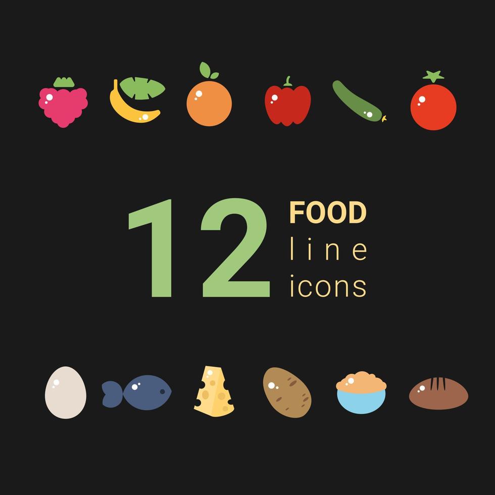de dieet voeding voedsel schets icoon reeks fruit en groenten met ei, vis, moeilijk kaas, havermout, en brood. gezond aan het eten concept vector illustratie