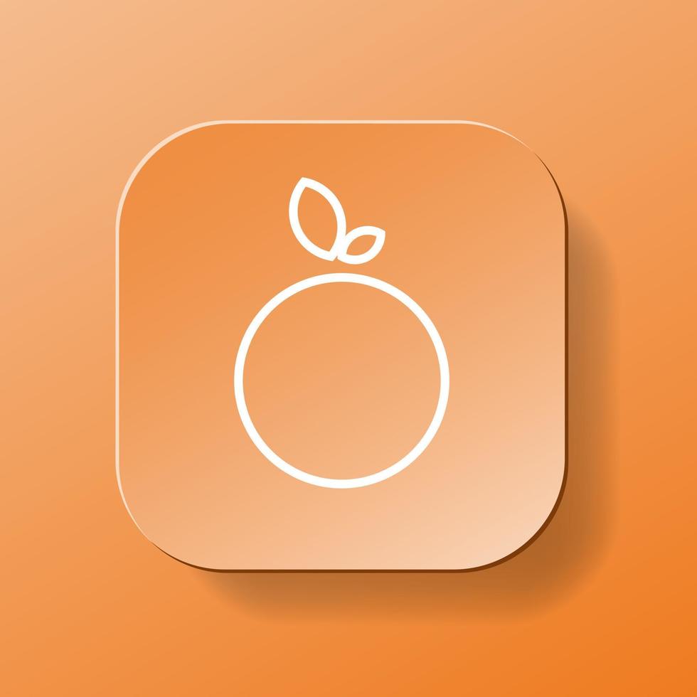 oranje fruit plein knop, wit schets icoon Aan de oranje kleur bord. gezond voeding concept. vlak symbool teken vector illustratie geïsoleerd Aan oranje achtergrond
