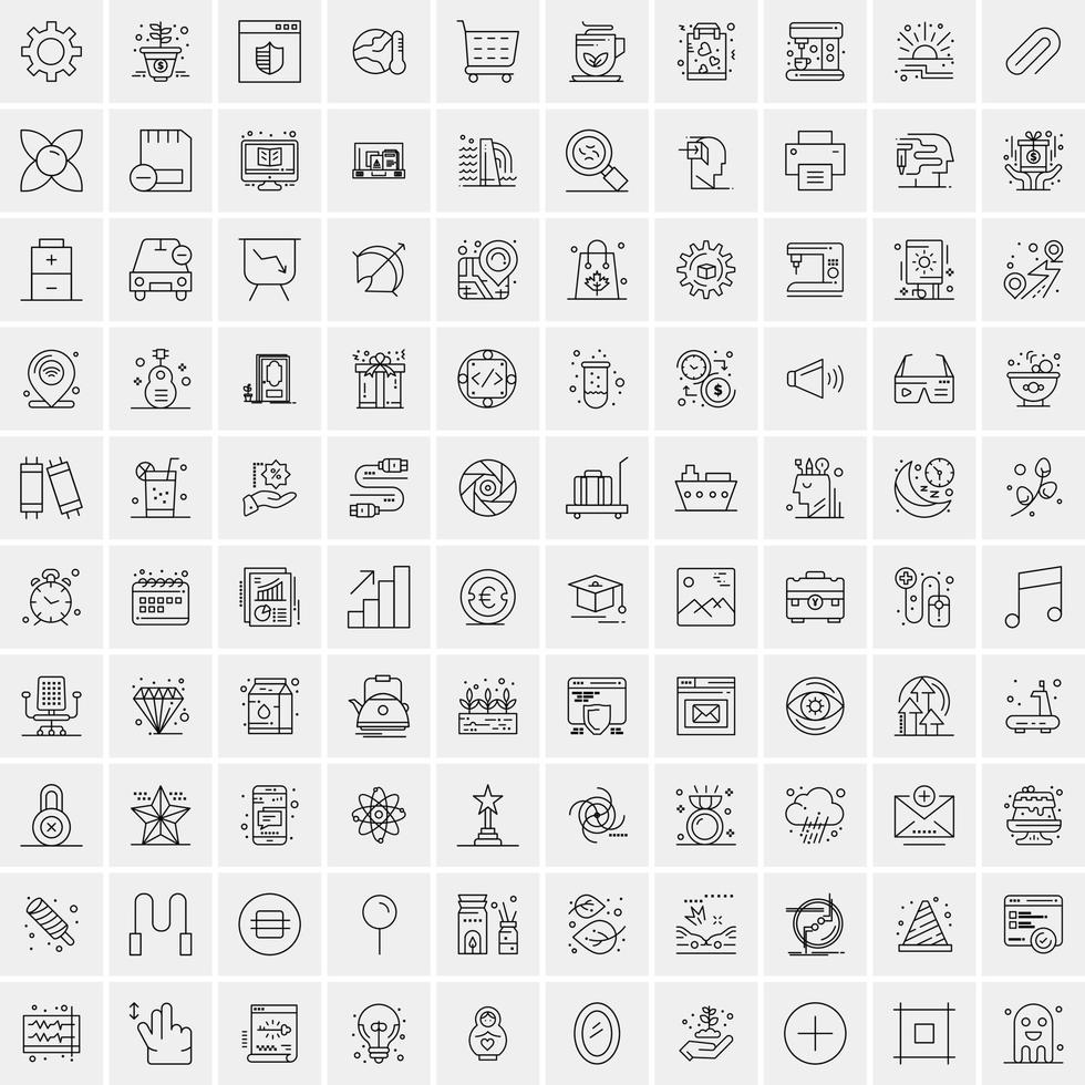 pak van 100 universeel lijn pictogrammen voor mobiel en web vector