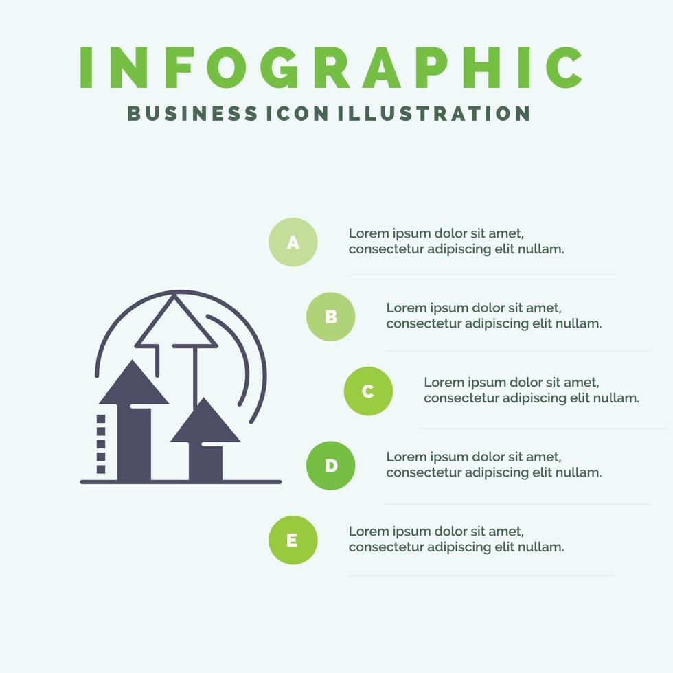 beheer methode prestatie Product solide icoon infographics 5 stappen presentatie achtergrond vector