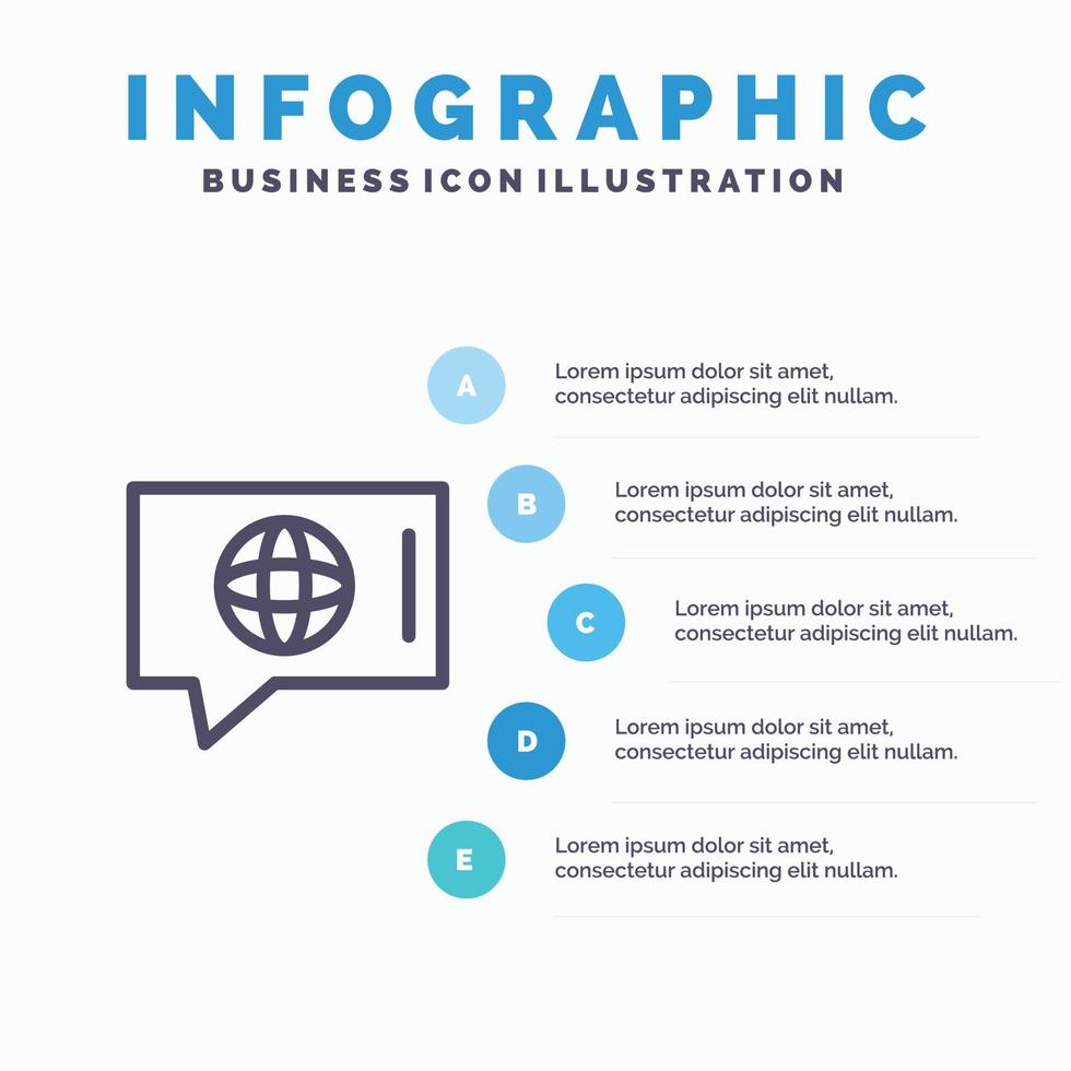 babbelen wereld technisch onderhoud lijn icoon met 5 stappen presentatie infographics achtergrond vector