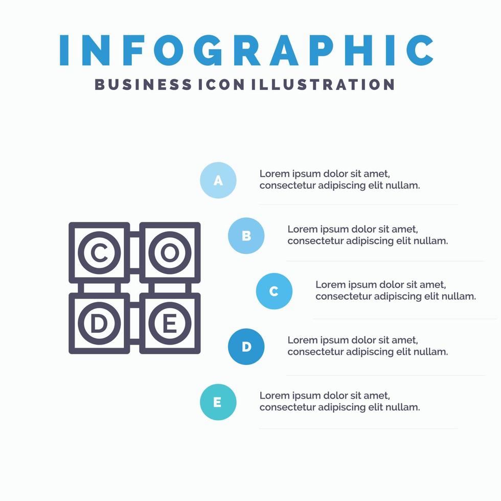 code aan het leren code aan het leren onderwijs blauw infographics sjabloon 5 stappen vector lijn icoon sjabloon