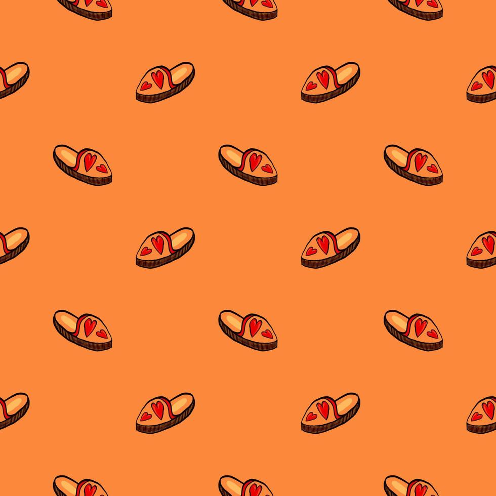 klein slippers , naadloos patroon Aan een oranje achtergrond. vector