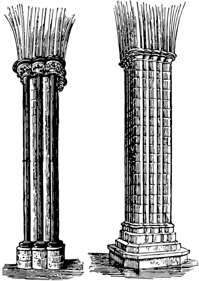 kolommen, engineering, wijnoogst gravure. vector