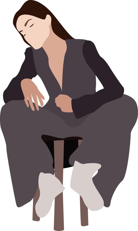 vrouw in grijs, illustratie, vector Aan wit achtergrond.