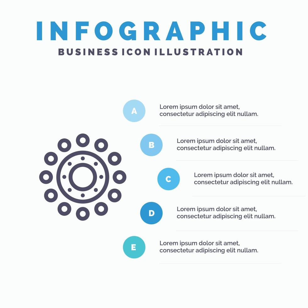 bloem voorjaar vakantie Pasen lijn icoon met 5 stappen presentatie infographics achtergrond vector