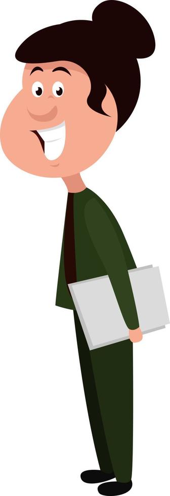 meisje in een groen pak ,illustratie,vector Aan wit achtergrond vector