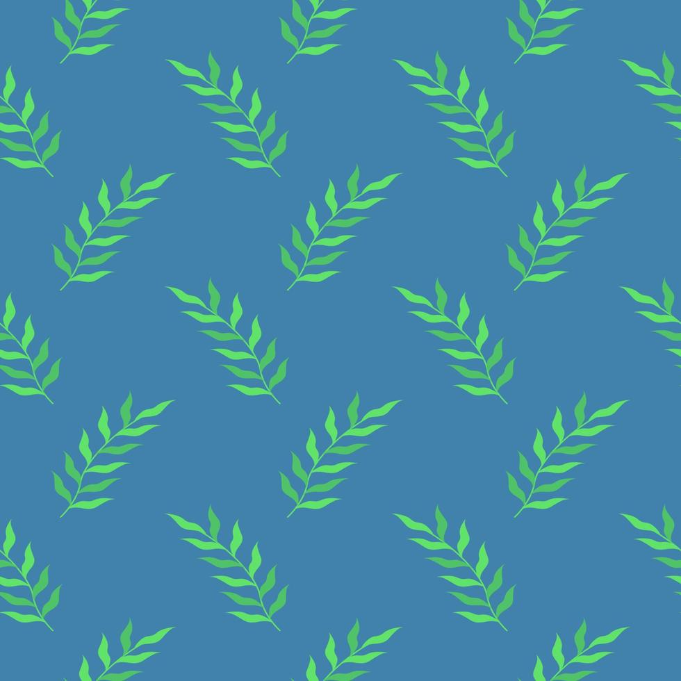 groen bladeren, naadloos patroon Aan blauw achtergrond. vector
