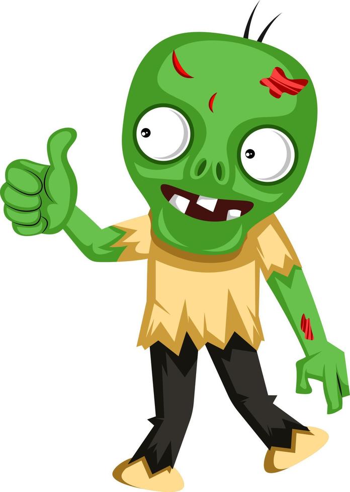 OK zombie, illustratie, vector Aan wit achtergrond.