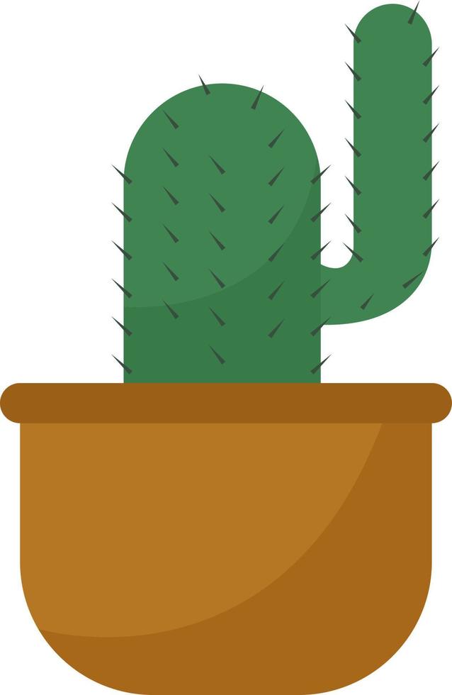 cactus in bruin pot, illustratie, vector Aan wit achtergrond