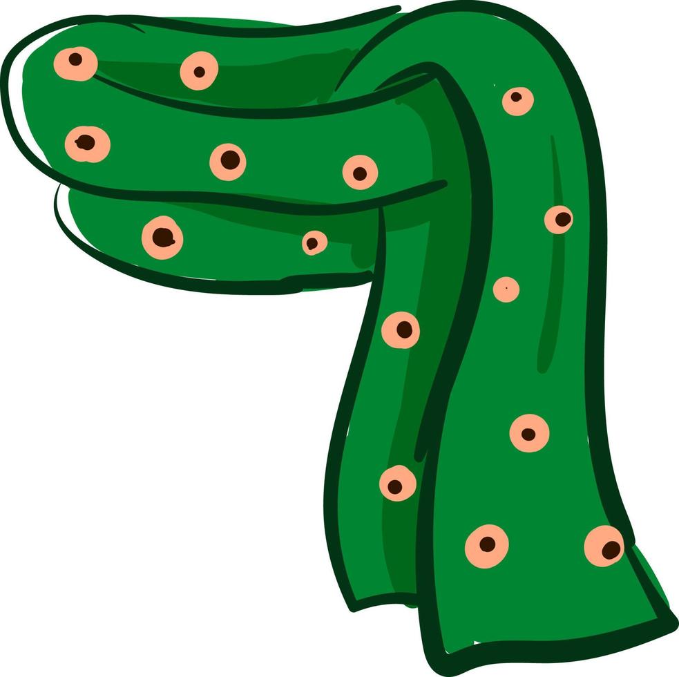 groen sjaal, illustratie, vector Aan wit achtergrond.